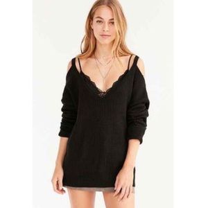 black cold shoulder sweater